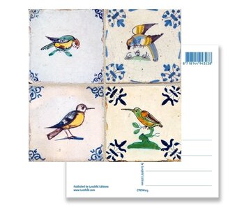 Postkarte, Delfter blaue Fliesen Tableau Vögel