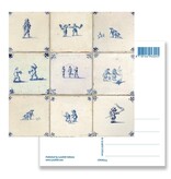 Postcard, Delft Blue Tiles Tableau Children's Games