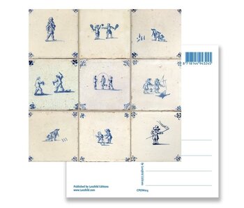 Ansichtkaart, Delfts blauwe tegels Tableau kinderspelen