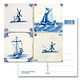 Carte postale, carreaux bleus de Delft Tableau: moulins et navires