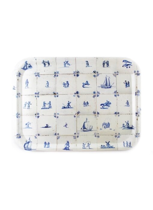 Serving  tray Laminate   large, Delft blue tiles