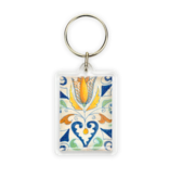 Llavero, azulejo azul de Delft, corazón de tulipán