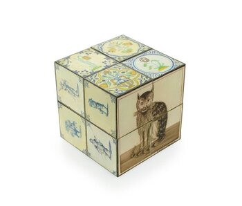 Vouwkubus, Delftse polychrome tegels met kat