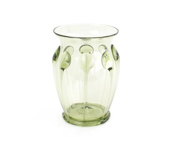 Historisch glaswerk, draadribben glas, 10 cm, groen