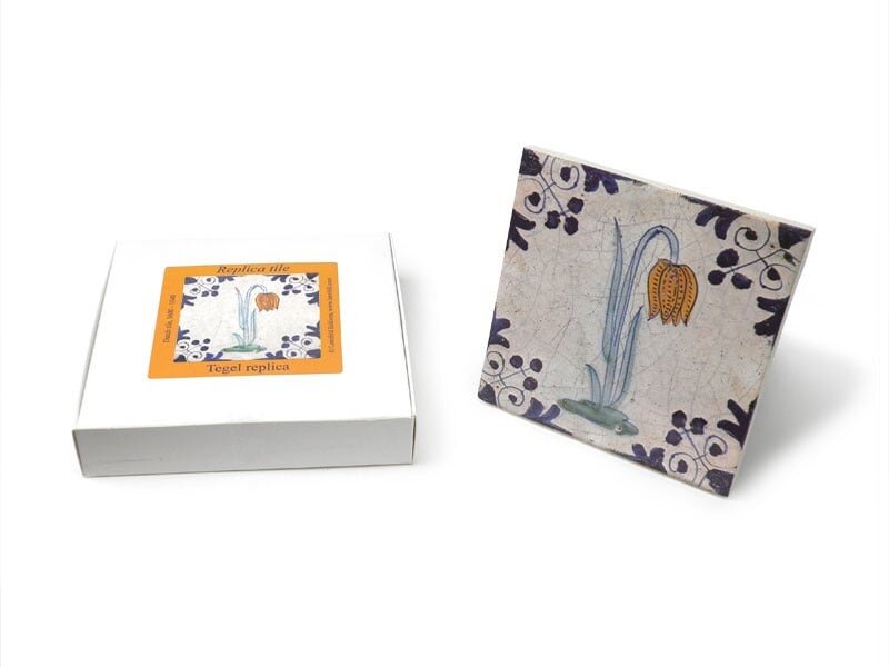 Replica tegel, Delfts blauw, Kievitsbloem