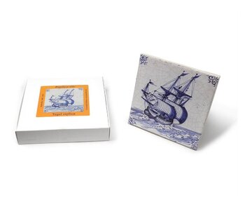 Replikfliese, Delfter Blau, Handelsschiff 13x13 cm