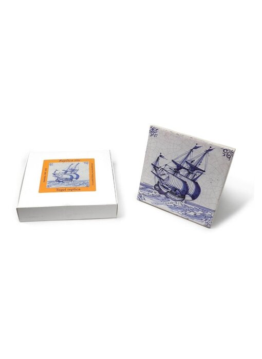 Replikfliese, Delfter Blau, Handelsschiff 13x13 cm