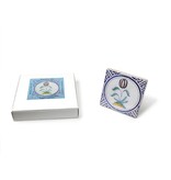 Replica tegel, Delfts blauw, Tulp in cirkel Replica tegel, Delfts blauw, Tulp in cirkel