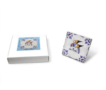 Carrelage réplique, bleu de Delft, perroquet, 10x10cm