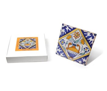 Replikfliese, Delfter Blau, Blumentopf, Handbemalt