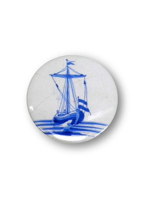 Mirror, Ø 60 mm, Delft Blue tile Sailboat