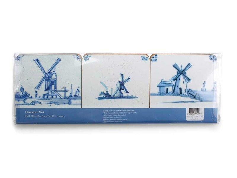 Coasters , Delft Blue Tiles - Windmills