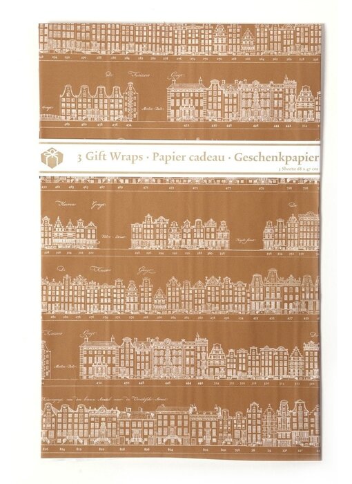 Cadeaupapier,  Amsterdamse grachten Goud
