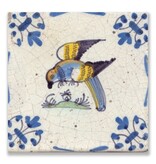 Postal, loro de azulejo azul de Delft