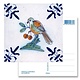Carte postale, tuile bleue de Delft Oiseau aux fruits rouges