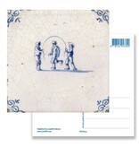 Carte postale, tuile bleue de Delft Enfants corde à sauter Carte postale, tuile bleue de Delft Enfants corde à sauter
