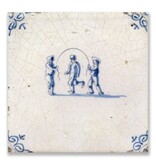 Carte postale, tuile bleue de Delft Enfants corde à sauter Carte postale, tuile bleue de Delft Enfants corde à sauter
