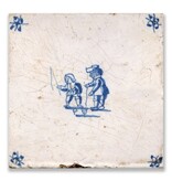 Postal, azulejo azul de Delft Peonza infantil