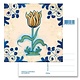 Postkarte, Delfter blaue Fliese Gelbe, braune Tulpe