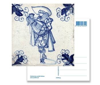 Postkarte, Delfter blauer Kachel Lautenspieler