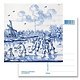 Postcard, Delft Blue Tile with Windmill and Ice Skaters