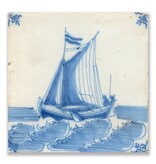 Postcard, Delft Blue Tile with Ship at Sea Postcard, Delft Blue Tile with Ship at Sea