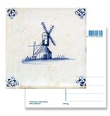 Postal, molino de azulejos azules de Delft