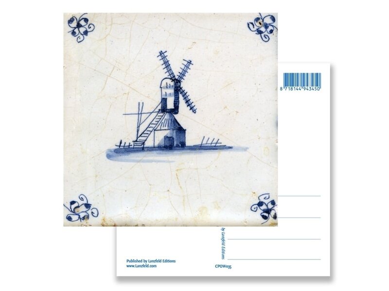 Postal, molino de azulejos azules de Delft