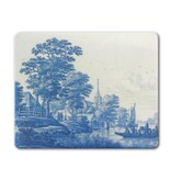 Mauspad, niederländische Flussszene, Delfter blaue Fliese, um 1670-1690