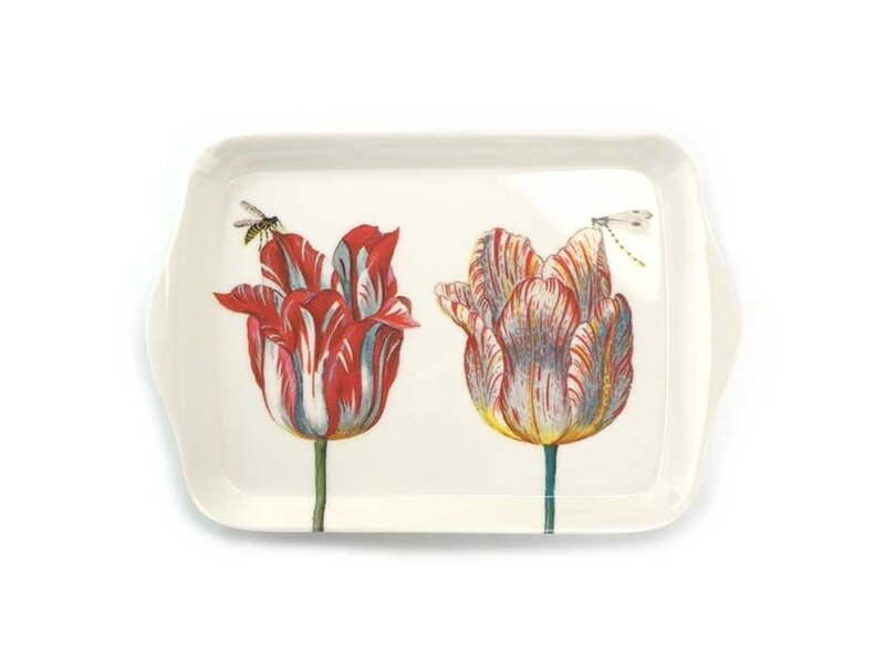 Mini plateau, 21 x 14 cm, Deux tulipes avec insectes, Marrel
