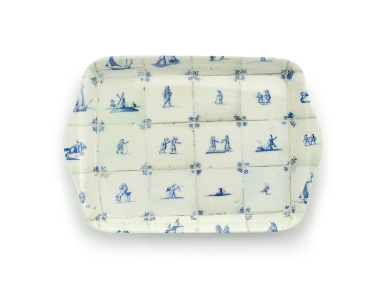 Mini dienblad , 21 x 14 cm, Delfts blauwe tegels