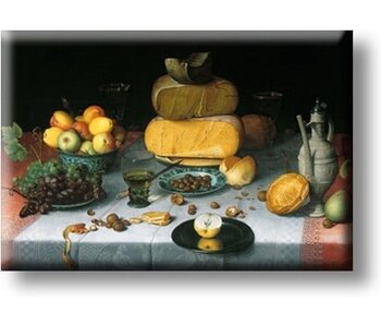 Fridge magnet, Still life with cheeses, Van Dijck