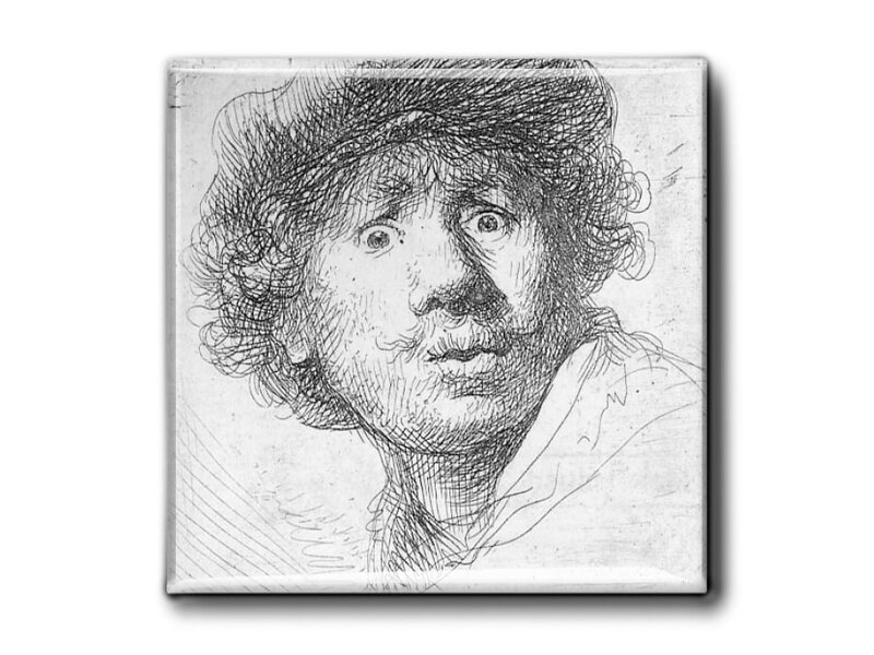 Fridge Magnet, Self-Portrait with Surprised Look, Rembrandt