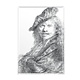 Imán de nevera, autorretrato apoyado en un alféizar de piedra, Rembrandt