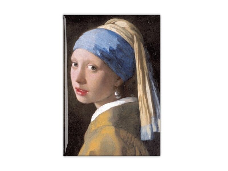 Magnet de réfrigérateur, fille avec une boucle d'oreille perle
