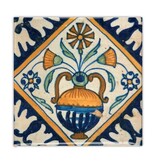 Imán de nevera, azulejo azul de Delft, florero