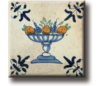 Aimant de réfrigérateur, carreau bleu de Delft, bol de fruits
