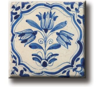 Kühlschrankmagnet, Delfter blaue Fliese, Tulpen
