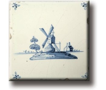 Magnet pour réfrigérateur, carrelage bleu de Delft, moulin