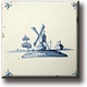 Magnet pour réfrigérateur, carrelage bleu de Delft, moulin