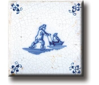 Kühlschrankmagnet, Delfter blaue Fliese, Schlittschuhe