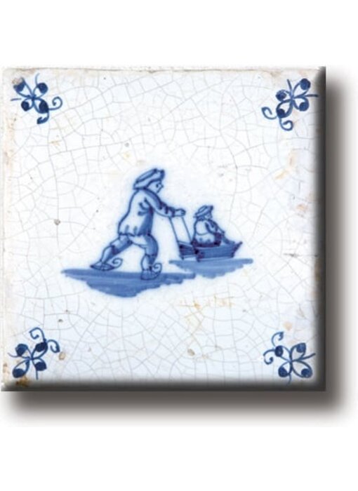 Kühlschrankmagnet, Delfter blaue Fliese, Schlittschuhe