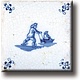 Fridge magnet, Delft blue tile, Ice skates