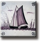 Kühlschrankmagnet, Delfter blaue Fliese, Segelschiff