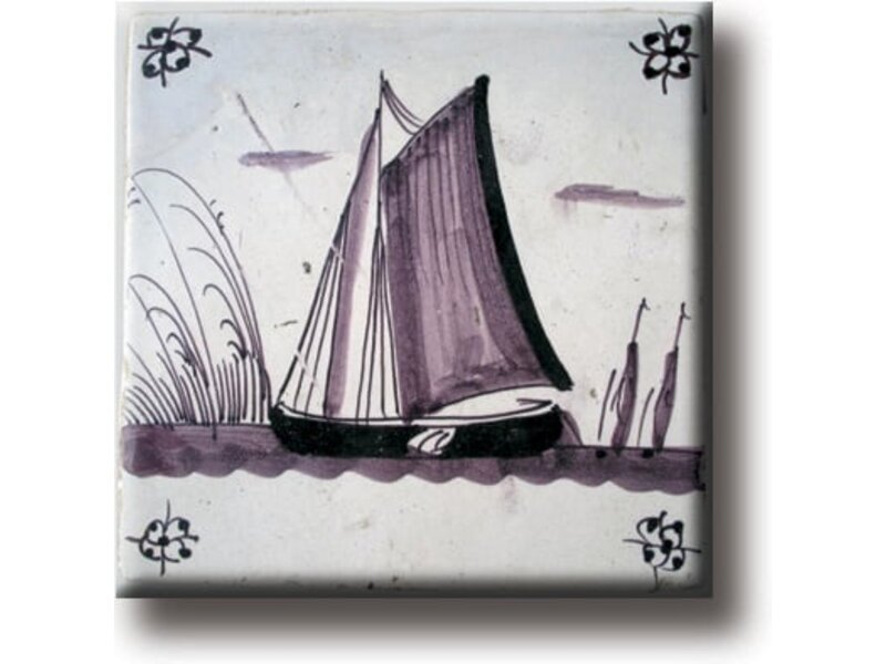 Kühlschrankmagnet, Delfter blaue Fliese, Segelschiff