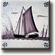 Fridge magnet, Delft blue tile, Sailing ship