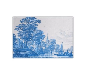 Aimant pour réfrigérateur, carrelage bleu de Delft, paysage hollandais