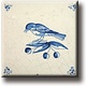 Fridge magnet, Delft blue tile, Bird