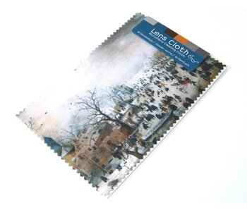 Tissu pour lentilles, 10 x 15 cm, Paysage d'hiver avec des patineurs