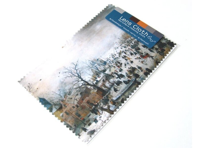 Lens cloth, 10 x 15 cm, Winter landscape with skaters